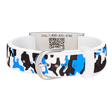 QR Code Child Titanium Medical ID Bracelet Blue Camo, Blue Camo, large image number 2